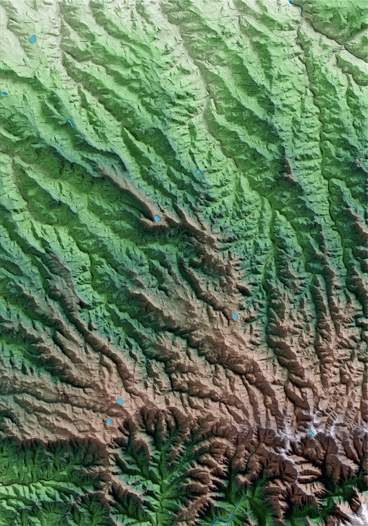 Mapa artístico del relieve de Juncosa, a las Garrigues, con 15 km de entorno y base topográfica ICGC