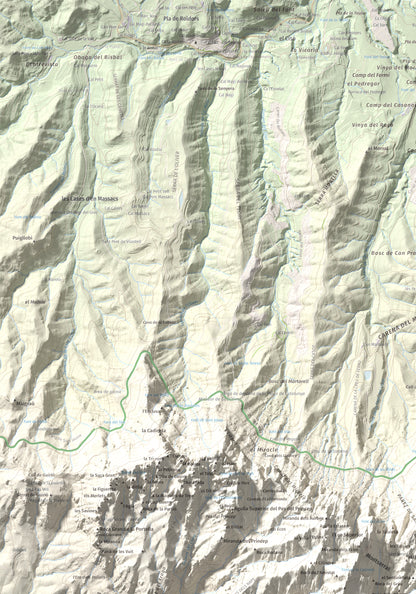 Mapa de relieve de L'Albarda Castellana, 1178 m, Baix Llobregat, lámina 100 Cims de Trobart. Detalle de la zona superior izquierda. 70 × 100 cm.