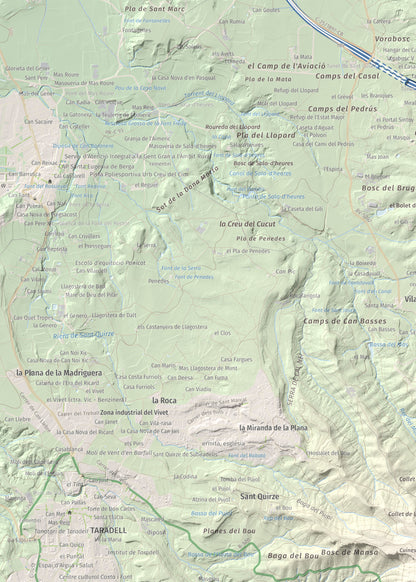 Mapa de relieve de L'Enclusa, 867 m, Osona, lámina 100 Cims de Trobart. Detalle de la zona superior izquierda. 50 × 70 cm.
