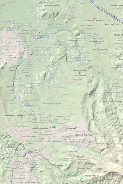 Mapa de relieve de L'Enclusa, 867 m, Osona, lámina 100 Cims de Trobart. Detalle de la zona superior izquierda. 61 × 91 cm.