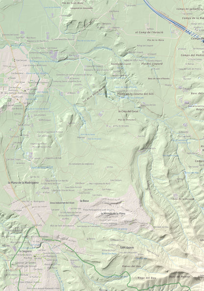 Mapa de relieve de L'Enclusa, 867 m, Osona, lámina 100 Cims de Trobart. Detalle de la zona superior izquierda. 70 × 100 cm.