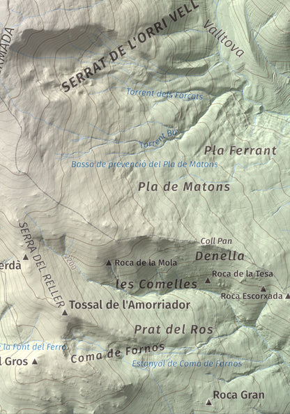 Mapa de relieve de La Carabassa, 2740 m, Cerdanya, lámina 100 Cims de Trobart. Detalle de la zona inferior derecha. 21 × 30 cm.