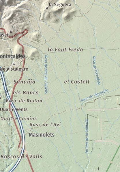 Mapa de relieve de La Cogulla, 786 m, Alt Camp · Conca de Barberà, lámina 100 Cims de Trobart. Detalle de la zona inferior derecha. 21 × 30 cm.