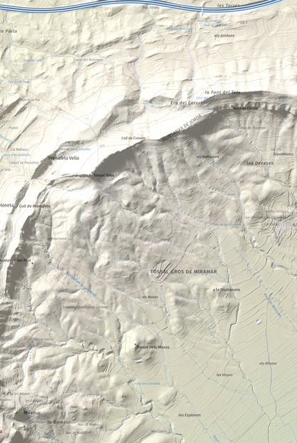 Mapa de relieve de La Cogulla, 786 m, Alt Camp · Conca de Barberà, lámina 100 Cims de Trobart. Detalle de la zona superior derecha. 61 × 91 cm.