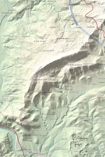 Mapa de relieve de La Cogulla, 786 m, Alt Camp · Conca de Barberà, lámina 100 Cims de Trobart. Detalle de la zona inferior izquierda. 61 × 91 cm.