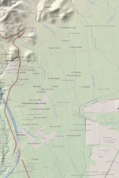 Mapa de relieve de La Cogulla, 786 m, Alt Camp · Conca de Barberà, lámina 100 Cims de Trobart. Detalle de la zona inferior derecha. 61 × 91 cm.