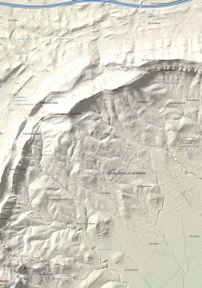 Mapa de relieve de La Cogulla, 786 m, Alt Camp · Conca de Barberà, lámina 100 Cims de Trobart. Detalle de la zona superior derecha. 70 × 100 cm.