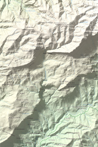 Mapa de relieve de La Cogulla (Montsant), 1062 m, Priorat, lámina 100 Cims de Trobart. Detalle de la zona inferior izquierda. 61 × 91 cm.