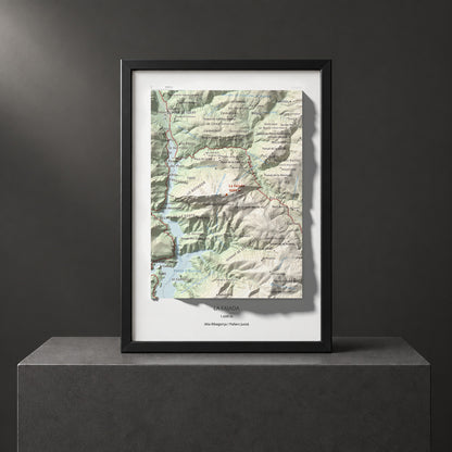 Mapa de relieve de La Faiada, 1699 m, Alta Ribagorça · Pallars Jussà, lámina 100 Cims de Trobart. Presentación enmarcada. 21 × 30 cm.