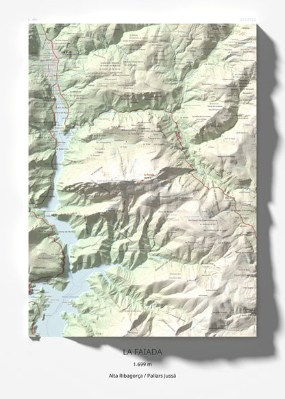 Mapa de relieve de La Faiada, 1699 m, Alta Ribagorça · Pallars Jussà, lámina 100 Cims de Trobart 50 × 70 cm.