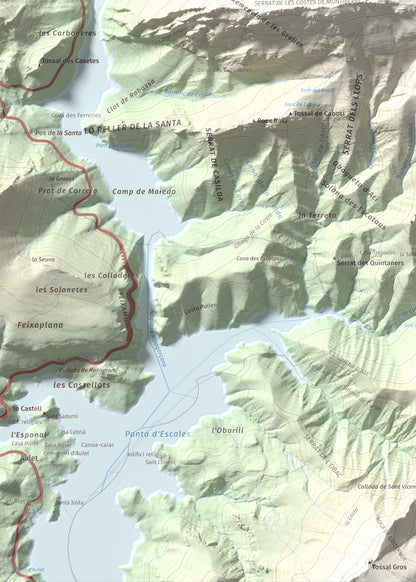 Mapa de relieve de La Faiada, 1699 m, Alta Ribagorça · Pallars Jussà, lámina 100 Cims de Trobart. Detalle de la zona inferior izquierda. 50 × 70 cm.