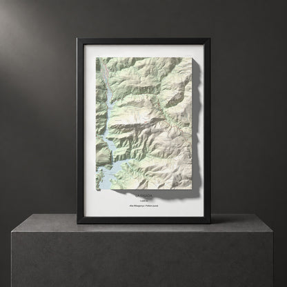 Mapa de relieve de La Faiada, 1699 m, Alta Ribagorça · Pallars Jussà, lámina 100 Cims de Trobart. Presentación enmarcada. 70 × 100 cm.