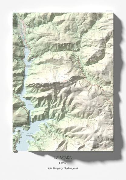 Mapa de relieve de La Faiada, 1699 m, Alta Ribagorça · Pallars Jussà, lámina 100 Cims de Trobart 70 × 100 cm.