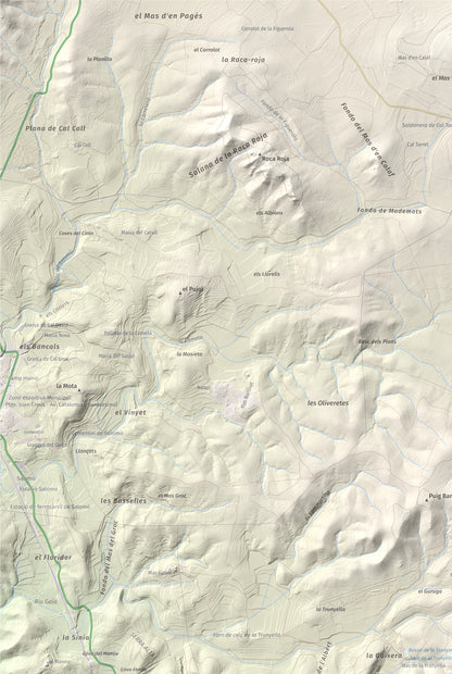 Mapa de relieve de La Mola, 317 m, Baix Penedès · Tarragonès, lámina 100 Cims de Trobart. Detalle de la zona superior izquierda. 61 × 91 cm.