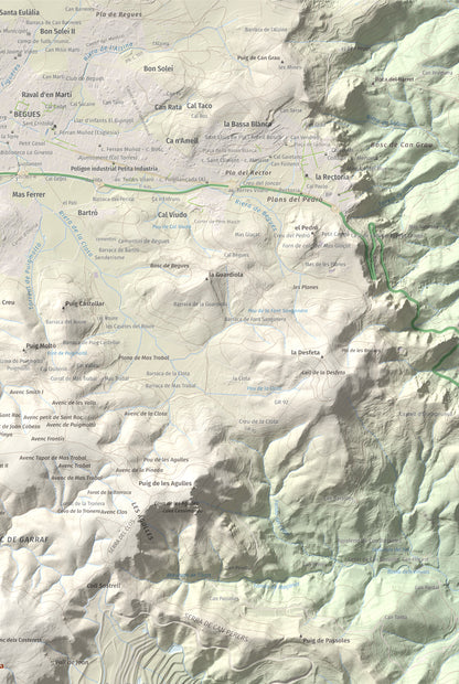 Mapa topogràfic del relleu: La Morella, 594 m. Detall de la zona superior dreta. 61 × 91 cm.
