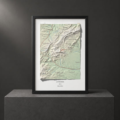 Mapa de relieve de La Picossa, 499 m, Ribera d'Ebre, lámina 100 Cims de Trobart. Presentación enmarcada. 21 × 30 cm.