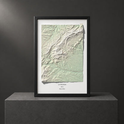 Mapa de relieve de La Picossa, 499 m, Ribera d'Ebre, lámina 100 Cims de Trobart. Presentación enmarcada. 61 × 91 cm.
