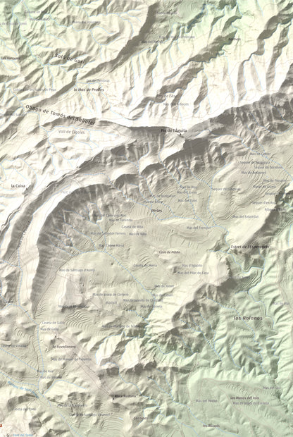 Mapa de relieve de La Picossa, 499 m, Ribera d'Ebre, lámina 100 Cims de Trobart. Detalle de la zona superior derecha. 61 × 91 cm.