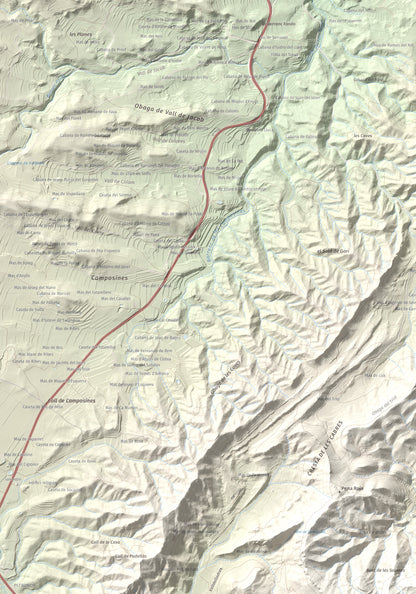 Mapa de relieve de La Picossa, 499 m, Ribera d'Ebre, lámina 100 Cims de Trobart. Detalle de la zona superior izquierda. 70 × 100 cm.