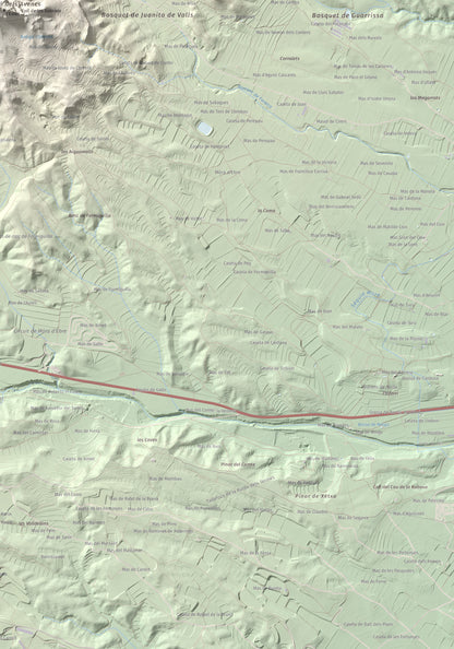 Mapa de relieve de La Picossa, 499 m, Ribera d'Ebre, lámina 100 Cims de Trobart. Detalle de la zona inferior derecha. 70 × 100 cm.