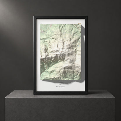 Mapa de relieve de La Tosa, 2536 m, Berguedà · Cerdanya, lámina 100 Cims de Trobart. Presentación enmarcada. 61 × 91 cm.