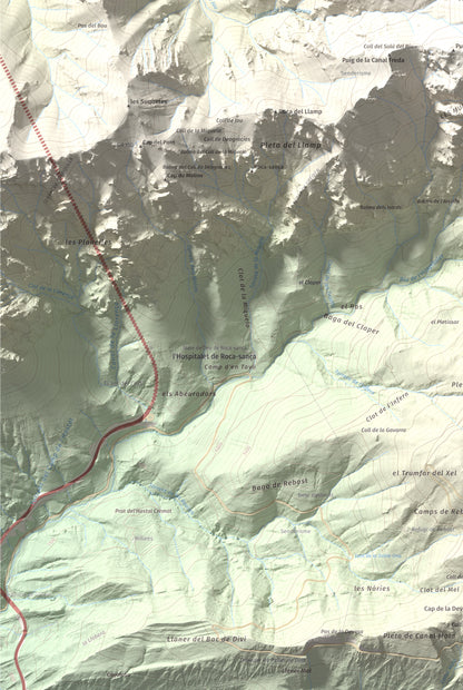 Mapa de relieve de La Tosa, 2536 m, Berguedà · Cerdanya, lámina 100 Cims de Trobart. Detalle de la zona inferior izquierda. 61 × 91 cm.