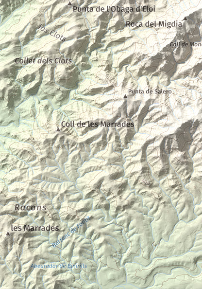 Mapa topogràfic del relleu: La Tossa (Tivissa), 718 m. Detall de la zona inferior esquerra. 21 × 30 cm.