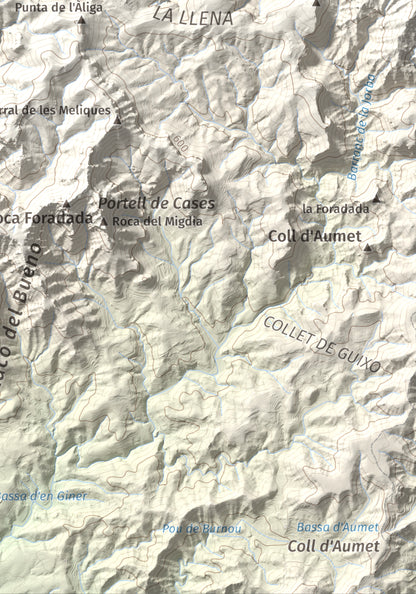 Mapa topogràfic del relleu: La Tossa (Tivissa), 718 m. Detall de la zona inferior dreta. 21 × 30 cm.