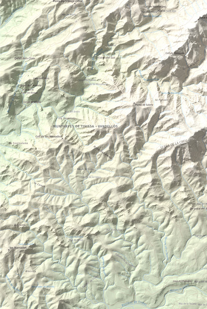Mapa topogràfic del relleu: La Tossa (Tivissa), 718 m. Detall de la zona inferior esquerra. 61 × 91 cm.