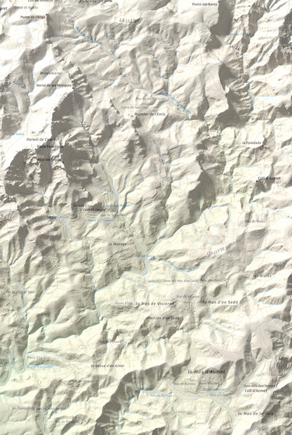 Mapa topogràfic del relleu: La Tossa (Tivissa), 718 m. Detall de la zona inferior dreta. 61 × 91 cm.