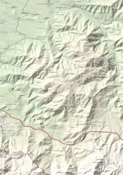 Mapa topogràfic del relleu: La Tossa (Tivissa), 718 m. Detall de la zona superior dreta. 70 × 100 cm.