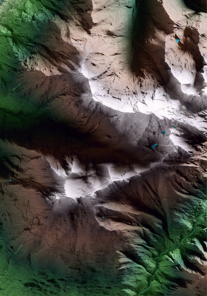 Mapa artístico del relieve de Les, al Aran, con 15 km de entorno y base topográfica ICGC. Detalle de la zona inferior derecha.