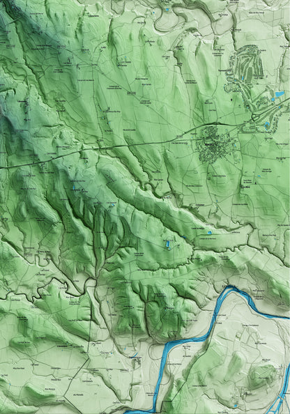 Mapa artístico del relieve de Lladó, al Alt Empordà, con 15 km de entorno y base topográfica ICGC. Detalle de la zona inferior derecha.