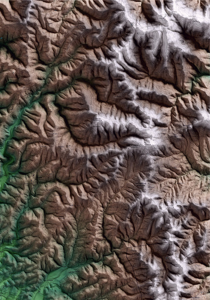 Mapa artístico del relieve de Llambilles, al Gironès, con 15 km de entorno y base topográfica ICGC. Detalle de la zona superior derecha.