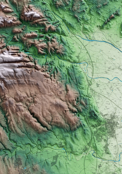 Mapa artístico del relieve de Llers, al Alt Empordà, con 15 km de entorno y base topográfica ICGC