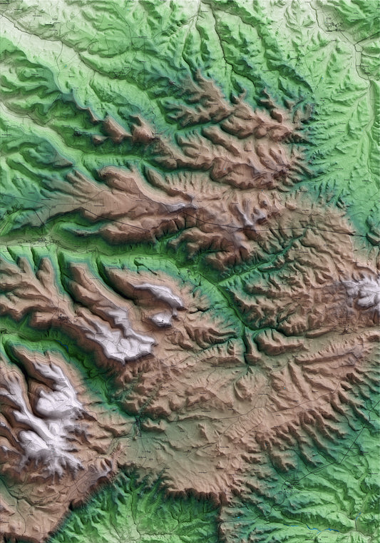 Mapa artístico del relieve de Llorac, a la Conca de Barberà, con 15 km de entorno y base topográfica ICGC