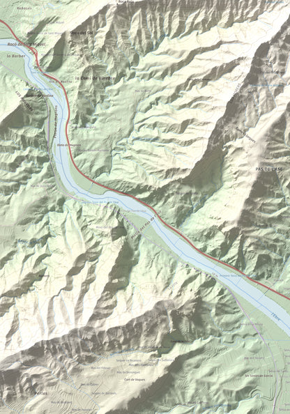 Mapa de relieve de Lo Tormo (Lo piló), 523 m, Ribera d'Ebre, lámina 100 Cims de Trobart. Detalle de la zona inferior izquierda. 70 × 100 cm.