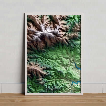 Mapa artístico del relieve de Maçanet de Cabrenys, al Alt Empordà, con 15 km de entorno y base topográfica ICGC. Presentación enmarcada.