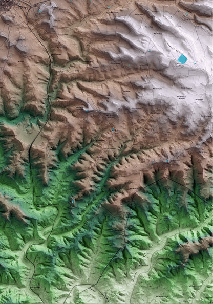 Mapa artístico del relieve de Maials, al Segrià, con 15 km de entorno y base topográfica ICGC. Detalle de la zona inferior derecha.