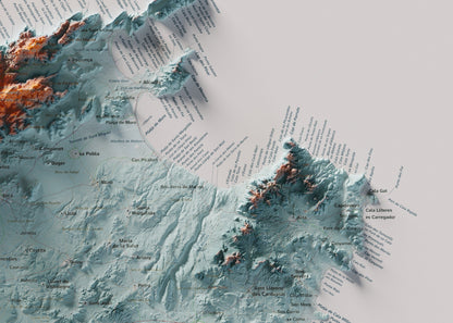 Edició octubre 2026 · Mapa topogràfic de Mallorca, Blau i taronja, 50 × 70 cm: detall de la costa nord-est.