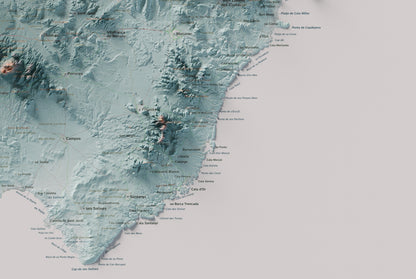 Mapa topogràfic de Mallorca, Blau i taronja, 61 × 91 cm: detall inferior dret.