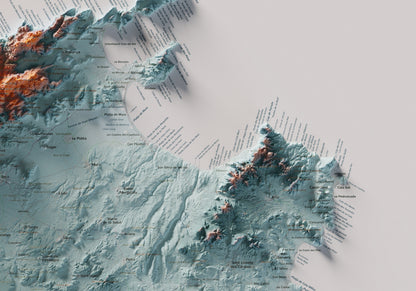 Edició octubre 2026 · Mapa topogràfic de Mallorca, Blau i taronja, 70 × 100 cm: detall de la costa nord-est.