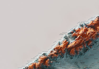 Mapa topogràfic de Mallorca, Blau i taronja, 70 × 100 cm: detall superior esquerre.