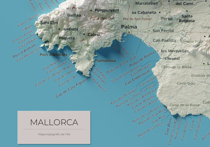 Edició octubre 2026 · Mapa topogràfic de Mallorca, Cartogràfic, 21 × 30 cm: detall de la costa sud-oest.