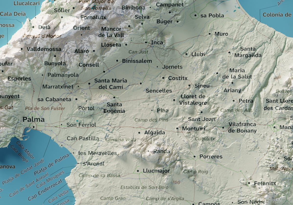 Edició octubre 2026 · Mapa topogràfic de Mallorca, Cartogràfic, 21 × 30 cm: detall central.