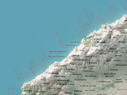 Edició octubre 2026 · Mapa topogràfic de Mallorca, Cartogràfic, 30 × 40 cm: detall de la costa nord-oest.