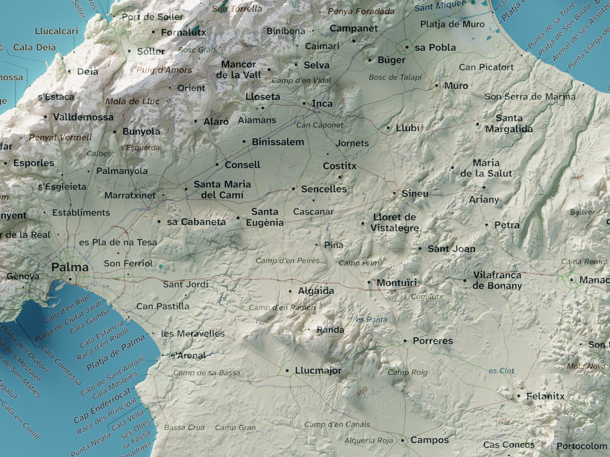 Edició octubre 2026 · Mapa topogràfic de Mallorca, Cartogràfic, 30 × 40 cm: detall central.