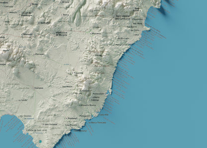 Edició octubre 2026 · Mapa topogràfic de Mallorca, Cartogràfic, 50 × 70 cm: detall de la costa sud-est.