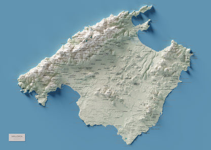 Mapa topogràfic de Mallorca, Cartogràfic, 50 × 70 cm: mapa complet.