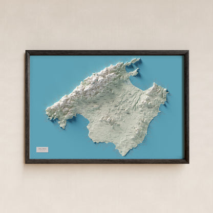 Edició octubre 2026 · Mapa topogràfic de Mallorca, Cartogràfic, 61 × 91 cm: presentació en marc negre (marc no inclòs).